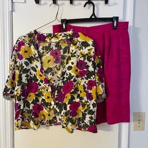 Women’s Size M (?) Silk and Viscose Top and Shorts Set